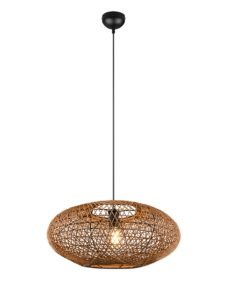 Κρεμαστό Φωτιστικό Trio Lighting E27 Sisal & Μαύρο Ματ – 312300136