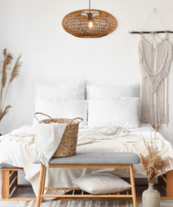 Κρεμαστό Φωτιστικό Trio Lighting E27 Sisal & Μαύρο Ματ – 312300136