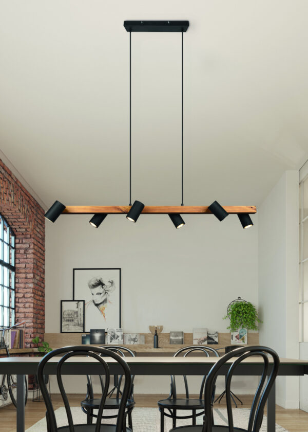 Κρεμαστό Φωτιστικό Trio Lighting MARLEY  6x GU10 Μαύρο Ματ Μεταλλικό   – 312490632