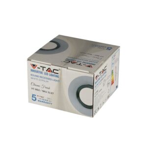 Γύψινη Βάση GU10 – MR16 V-TAC Χωνευτή Στρογγυλή Χρώμιο-Λευκό – 3127
