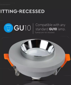 Χωνευτό φωτιστικό Spot GU10 γύψινο στρογγυλό με γκρι & χρώμιο σώμα V-TAC – 3128