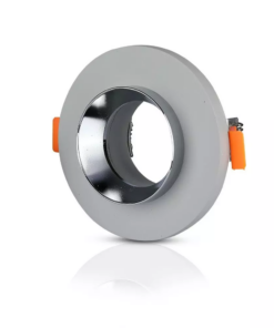 Χωνευτό φωτιστικό Spot GU10 γύψινο στρογγυλό με γκρι & χρώμιο σώμα V-TAC – 3128