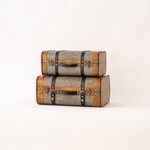 ΞΥΛΙΝΗ ΒΑΛΙΤΣΑ, ΓΚΡΙ, ΣΕΤ 2 ΤΜΧ, 45×30,5×19,5cm ΚΑΙ 40x24x16,5cm EUROLAMP – 600-45478