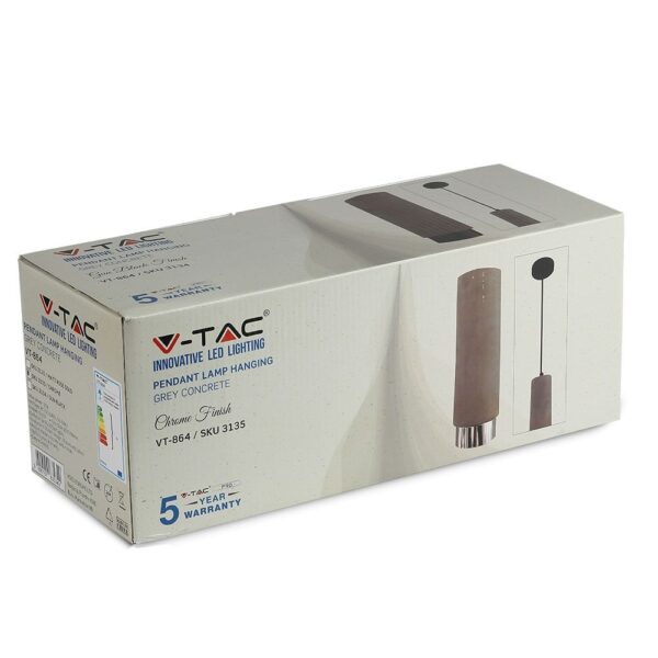 Κρεμαστό Φωτιστικό 1xGU10 Γύψινο/Μέταλλο V-TAC Γκρι/Χρώμιο – 3135