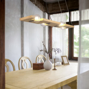 Κρεμαστό Φωτιστικό Trio Lighting TAILOR  4x E27 Φυσικό Ξύλο   – 314300430