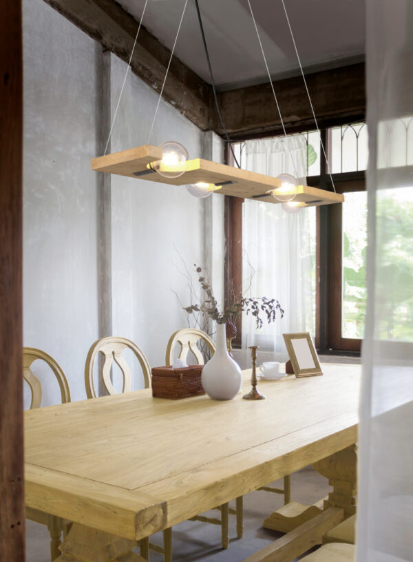 Κρεμαστό Φωτιστικό Trio Lighting TAILOR  4x E27 Φυσικό Ξύλο   – 314300430