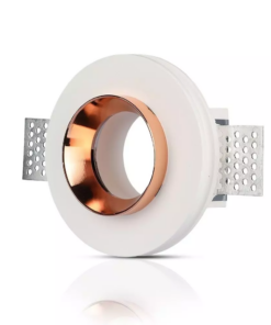 Χωνευτό φωτιστικό Spot GU10 Γύψινο Στρογγυλό με λευκό & ροζ χαλκό σώμα V-TAC – 3147