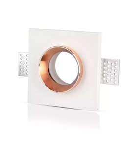 Χωνευτό φωτιστικό Spot GU10 Γύψινο Τετράγωνο με λευκό & ροζ χαλκός σώμα V-TAC – 3150