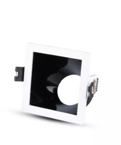 Χωνευτό φωτιστικό Spot GU10 Τετράγωνο γωνιακό Λευκό και μαύρο σώμα κινητό V-TAC – 3165
