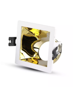 Χωνευτό φωτιστικό Spot GU10 Τετράγωνο γωνιακό Λευκό και χρυσό σώμα κινητό V-TAC – 3166