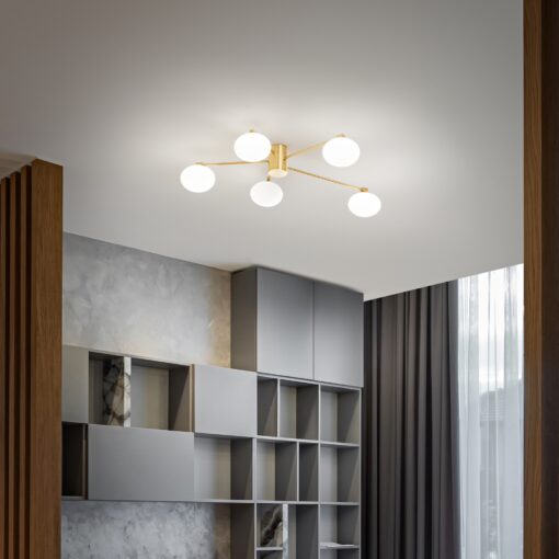 IDEAL LUX Φωτιστικό Οροφής HERMES 5xG9 Χρυσού Χρώματος – 316697