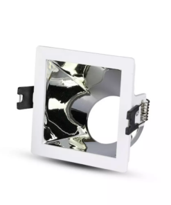 Χωνευτό φωτιστικό Spot GU10 Τετράγωνο γωνιακό Λευκό και χρώμιο σώμα κινητό V-TAC – 3168