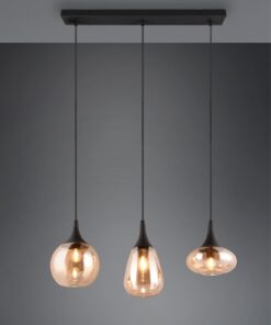 Κρεμαστό Φωτιστικό Ράγα LUMINA Trio Lighting 3x E14 Μαύρο Ματ με Μελί Γυαλιά – 317000313