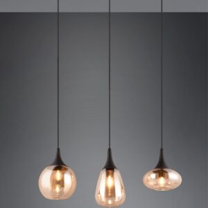 Κρεμαστό Φωτιστικό Ράγα LUMINA Trio Lighting 3x E14 Μαύρο Ματ με Μελί Γυαλιά – 317000313