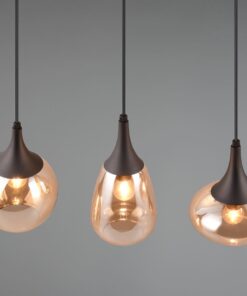 Κρεμαστό Φωτιστικό Ράγα LUMINA Trio Lighting 3x E14 Μαύρο Ματ με Μελί Γυαλιά – 317000313