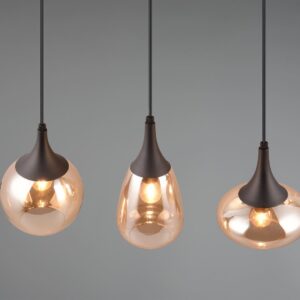 Κρεμαστό Φωτιστικό Ράγα LUMINA Trio Lighting 3x E14 Μαύρο Ματ με Μελί Γυαλιά – 317000313