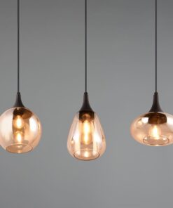 Κρεμαστό Φωτιστικό Ράγα LUMINA Trio Lighting 3x E14 Μαύρο Ματ με Μελί Γυαλιά – 317000313