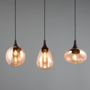 Κρεμαστό Φωτιστικό Ράγα LUMINA Trio Lighting 3x E14 Μαύρο Ματ με Μελί Γυαλιά – 317000313