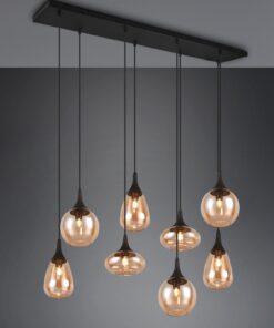 Κρεμαστό Φωτιστικό Ράγα Μαύρη Ματ με 8 Μελί Γυαλία Trio Lighting 8x E14 – 317000813