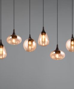 Κρεμαστό Φωτιστικό Ράγα Μαύρη Ματ με 8 Μελί Γυαλία Trio Lighting 8x E14 – 317000813