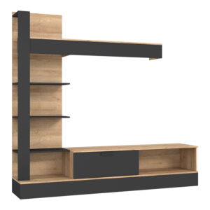 Living room complex Dranko pakoworld black-oak melamine 205×41.5x192cm 318-000010