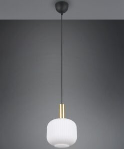 Κρεμαστό Μονόφωτο Ματ Ορέιχαλκος & Οπαλ Γυαλί DIVA 1xE27 Trio Lighting – 319800108