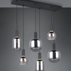 Πολύφωτο Οροφής Ράγα Μαύρο Ματ & Γυαλί DIVA 6xE27 Trio Lighting – 319800632
