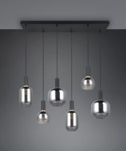 Πολύφωτο Οροφής Ράγα Μαύρο Ματ & Γυαλί DIVA 6xE27 Trio Lighting – 319800632