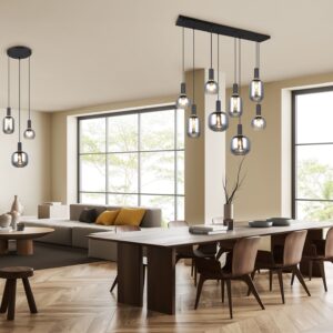 Πολύφωτο Οροφής Ράγα Μαύρο Ματ & Γυαλί DIVA 6xE27 Trio Lighting – 319800632