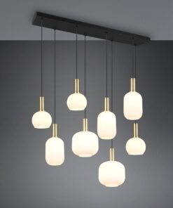 Πολύφωτο Οροφής Ράγα Ματ Ορείχαλκος & Οπάλ Γυαλί DIVA 8xE27 Trio Lighting – 319800808