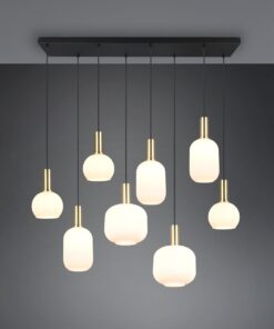 Πολύφωτο Οροφής Ράγα Ματ Ορείχαλκος & Οπάλ Γυαλί DIVA 8xE27 Trio Lighting – 319800808