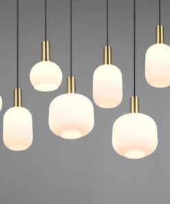 Πολύφωτο Οροφής Ράγα Ματ Ορείχαλκος & Οπάλ Γυαλί DIVA 8xE27 Trio Lighting – 319800808