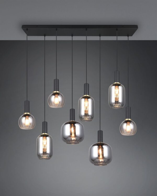 Πολύφωτο Οροφής Ράγα Μαύρο Ματ & Γυαλί DIVA 8xE27 Trio Lighting – 319800832