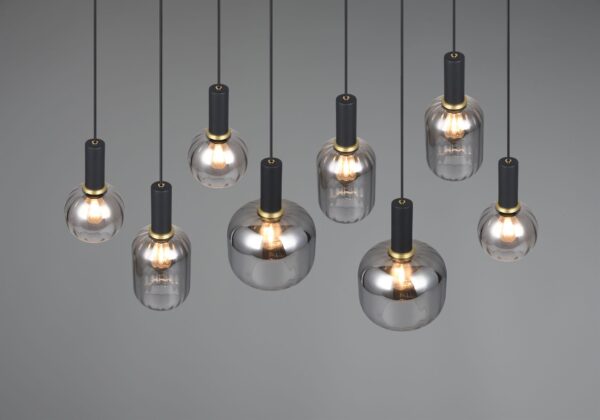 Πολύφωτο Οροφής Ράγα Μαύρο Ματ & Γυαλί DIVA 8xE27 Trio Lighting – 319800832