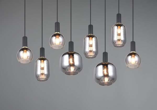 Πολύφωτο Οροφής Ράγα Μαύρο Ματ & Γυαλί DIVA 8xE27 Trio Lighting – 319800832