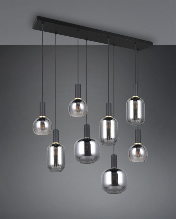 Πολύφωτο Οροφής Ράγα Μαύρο Ματ & Γυαλί DIVA 8xE27 Trio Lighting – 319800832