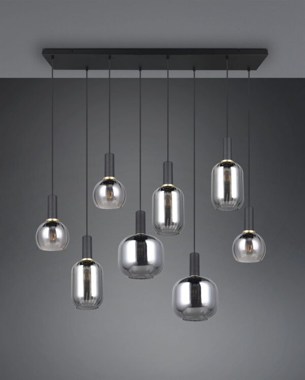 Πολύφωτο Οροφής Ράγα Μαύρο Ματ & Γυαλί DIVA 8xE27 Trio Lighting – 319800832