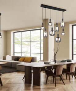 Πολύφωτο Οροφής Ράγα Μαύρο Ματ & Γυαλί DIVA 8xE27 Trio Lighting – 319800832