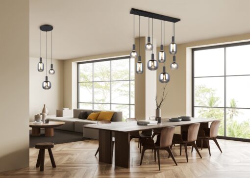 Πολύφωτο Οροφής Ράγα Μαύρο Ματ & Γυαλί DIVA 8xE27 Trio Lighting – 319800832