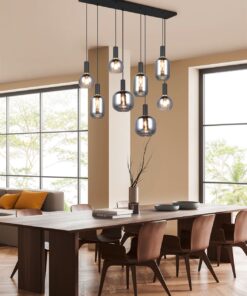 Πολύφωτο Οροφής Ράγα Μαύρο Ματ & Γυαλί DIVA 8xE27 Trio Lighting – 319800832