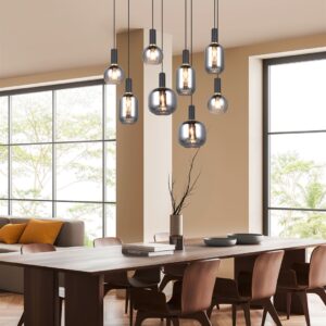 Πολύφωτο Οροφής Ράγα Μαύρο Ματ & Γυαλί DIVA 8xE27 Trio Lighting – 319800832