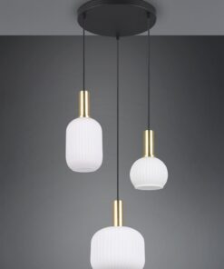 Πολύφωτο Οροφής Ροζέτα Μαύρο Ματ & Οπάλ Γυαλί DIVA 8xE27 Trio Lighting – 319830308