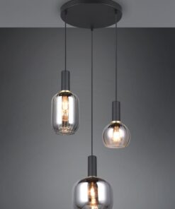 Κρεμαστό Πολύφωτο Ροζέτα Μαύρο Ματ & Γυαλί DIVA 3xE27 Trio Lighting – 319830332