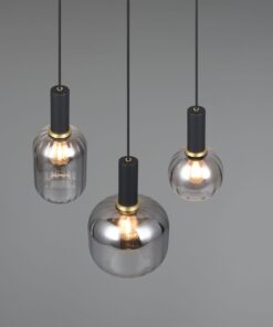 Κρεμαστό Πολύφωτο Ροζέτα Μαύρο Ματ & Γυαλί DIVA 3xE27 Trio Lighting – 319830332