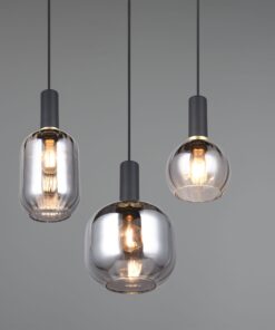 Κρεμαστό Πολύφωτο Ροζέτα Μαύρο Ματ & Γυαλί DIVA 3xE27 Trio Lighting – 319830332