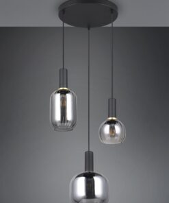 Κρεμαστό Πολύφωτο Ροζέτα Μαύρο Ματ & Γυαλί DIVA 3xE27 Trio Lighting – 319830332