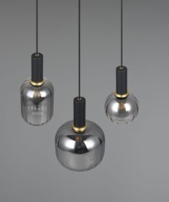 Κρεμαστό Πολύφωτο Ροζέτα Μαύρο Ματ & Γυαλί DIVA 3xE27 Trio Lighting – 319830332