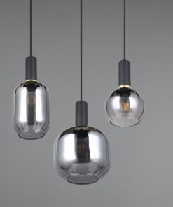 Κρεμαστό Πολύφωτο Ροζέτα Μαύρο Ματ & Γυαλί DIVA 3xE27 Trio Lighting – 319830332