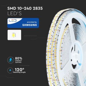 LED Ταινία 15W V-TAC PRO Samsung Chip Dimmable 24V 1650 lm/m Φυσικό 4000Κ 10 Μέτρα – 21321