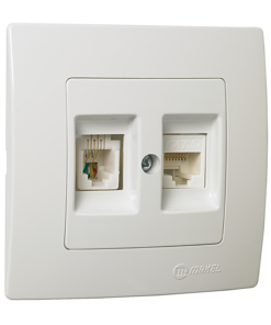Πρίζα τηλεφώνου-δικτύου RJ11+RJ45 CAT6 διπλή λευκή Makel Lillium Natural Kare – 32001137